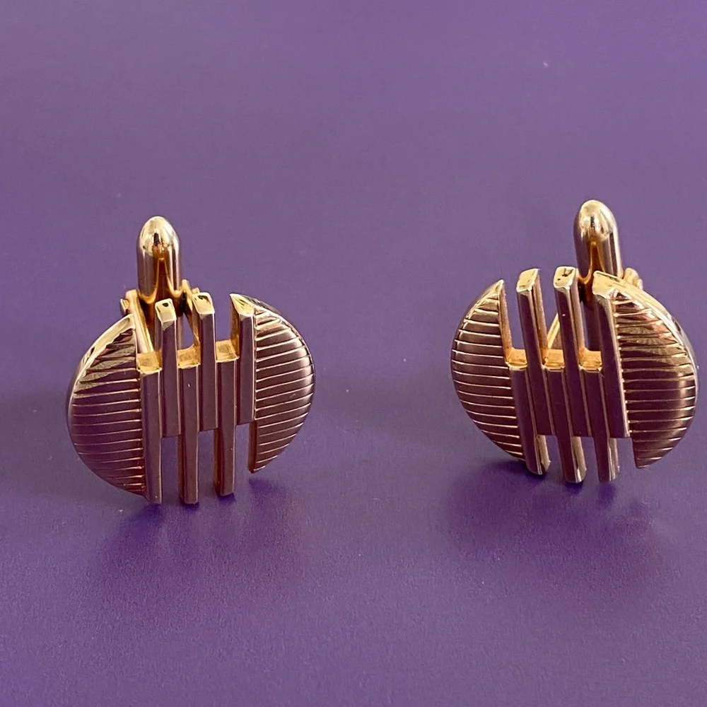 Vintage mid-century Goldtone classy Cufflinks Swank